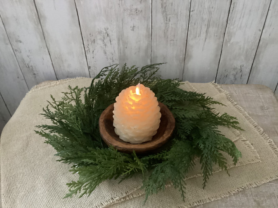 4.25" MOVING FLAME CREAM PINECONE CANDLE