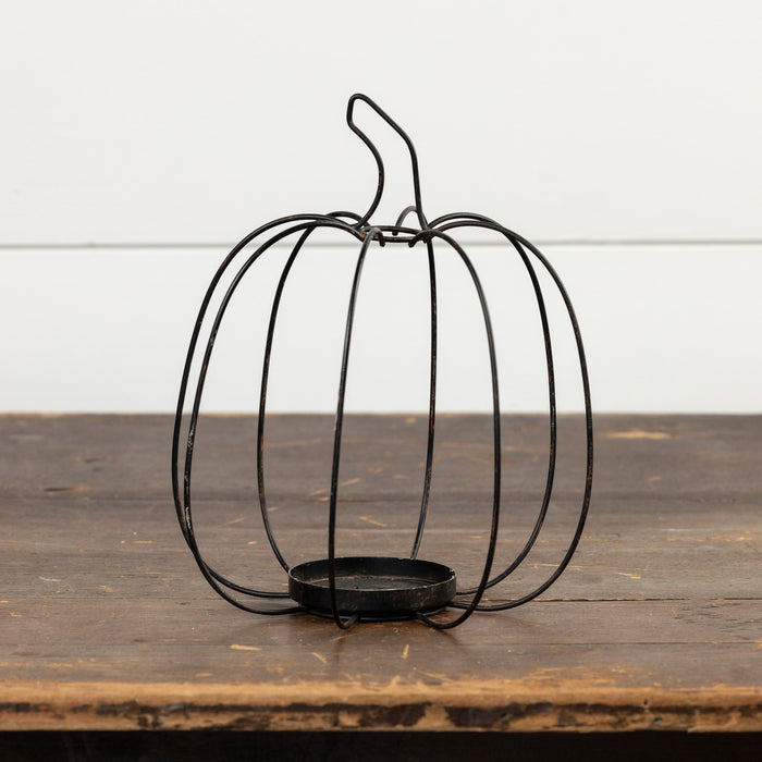 9.75" METAL PUMPKIN CANDLE HOLDER