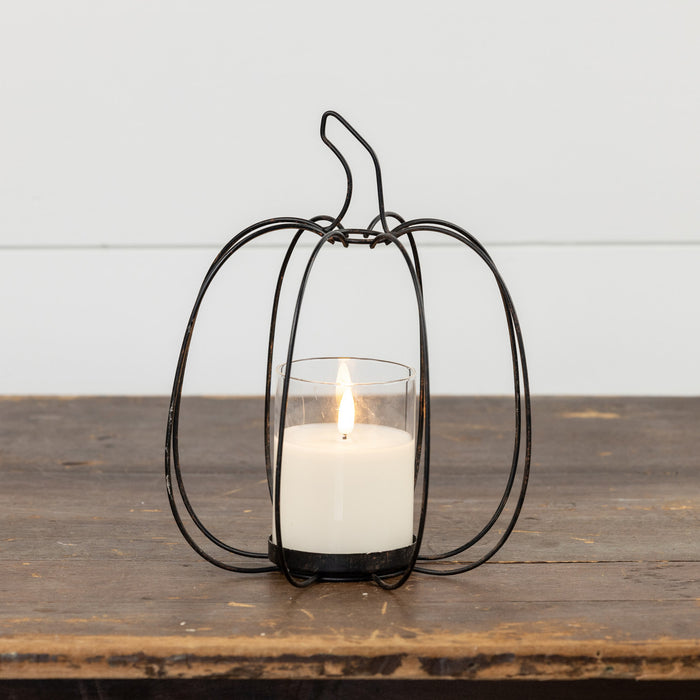 9.75" METAL PUMPKIN CANDLE HOLDER