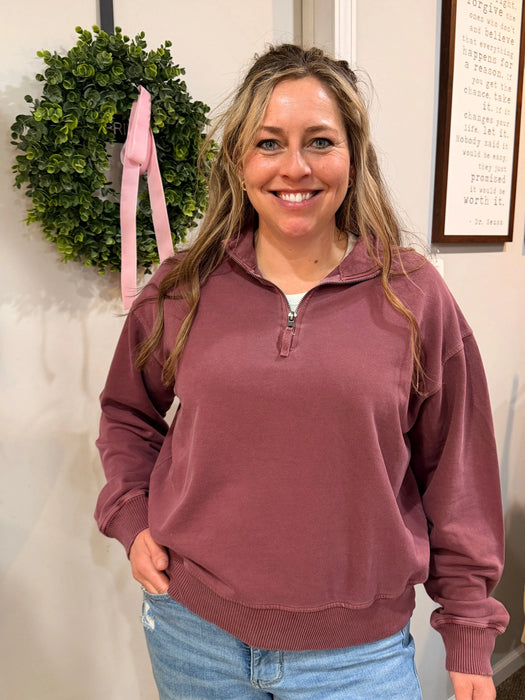 French Terry Washed Half Zip Pullover Zenana Brand  – Women’s & Girls | Heartland Store MN