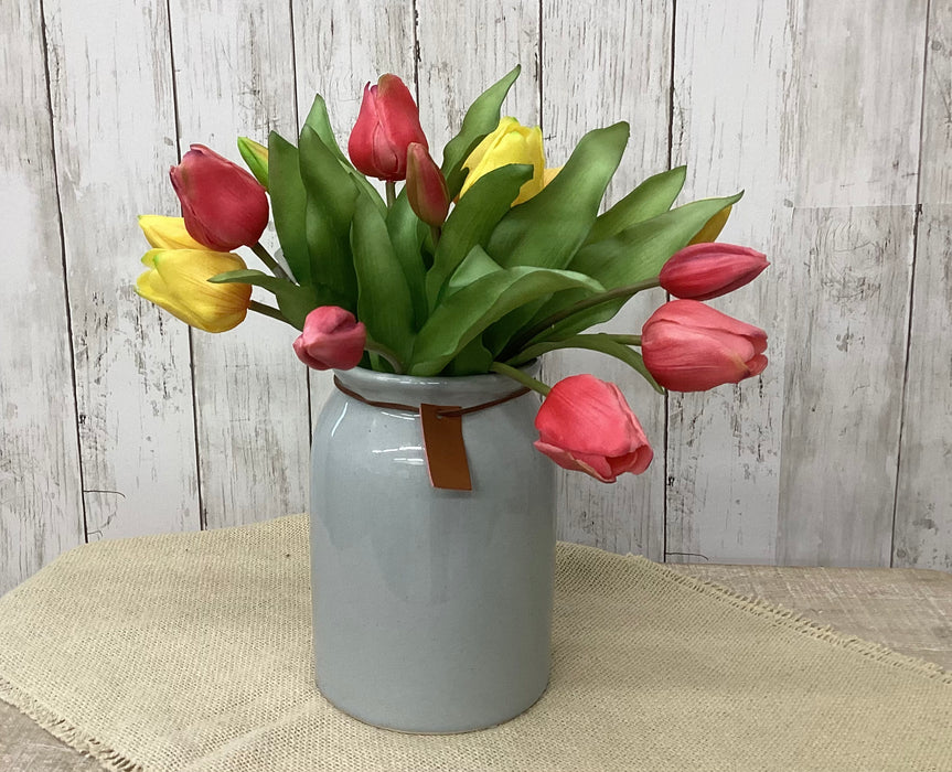 Artificial 12" Real Touch Tulip Dark Pink 7 stems