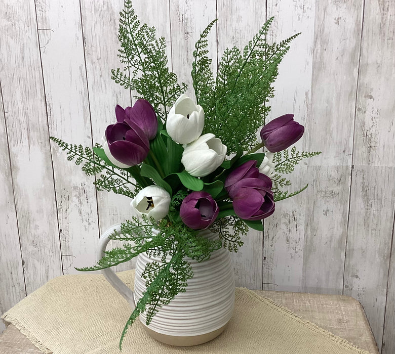 Artificial 17.5" Real Touch Tulip Purple 6 stems