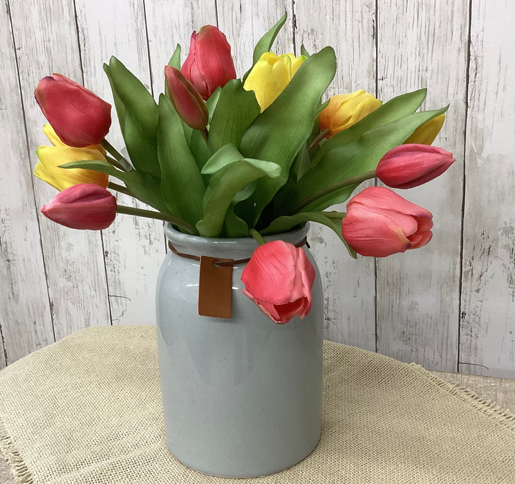 Artificial 12" Real Touch Tulip Dark Pink 7 stems