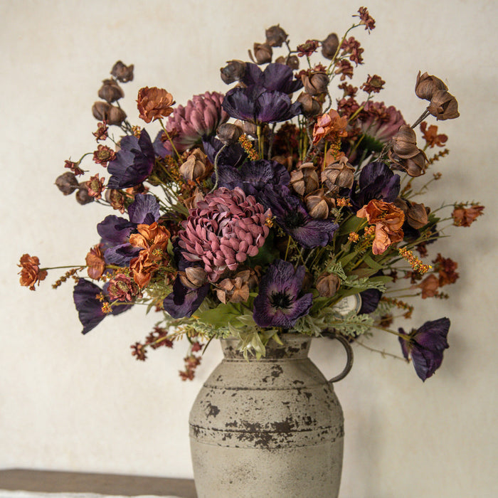 22" ARTIFICIAL DARK PURPLE POPPY BUSH