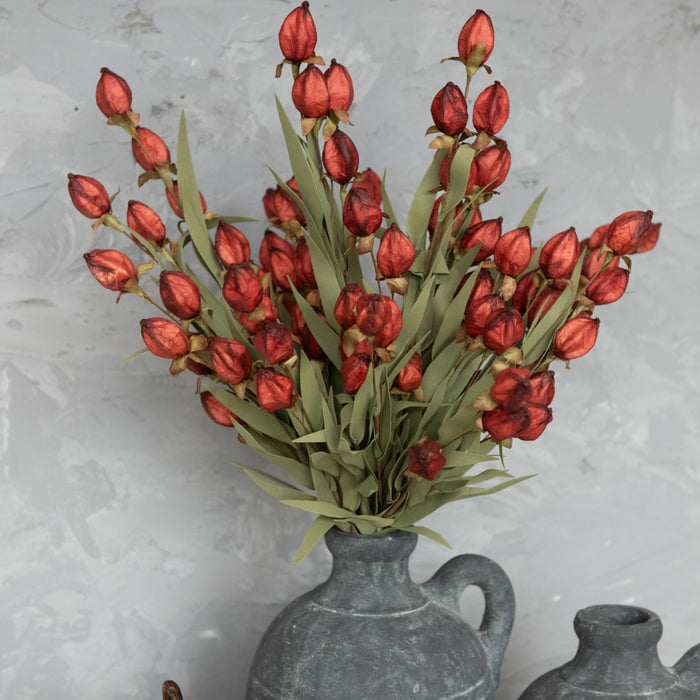 Artificial UV Treated Burgandy Chinese Lantern Branch 23"