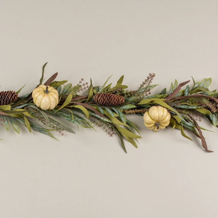 6 FOOT CREAM PUMPKIN & FOLIAGE GARLAND