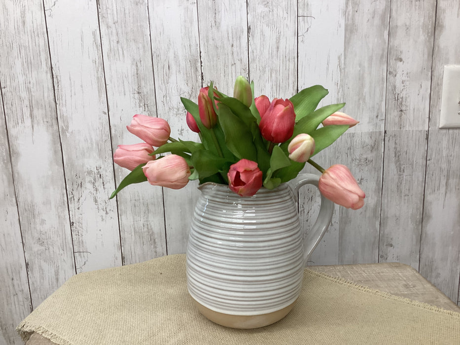 Artificial 12" Real Touch Tulip Dark Pink 7 stems