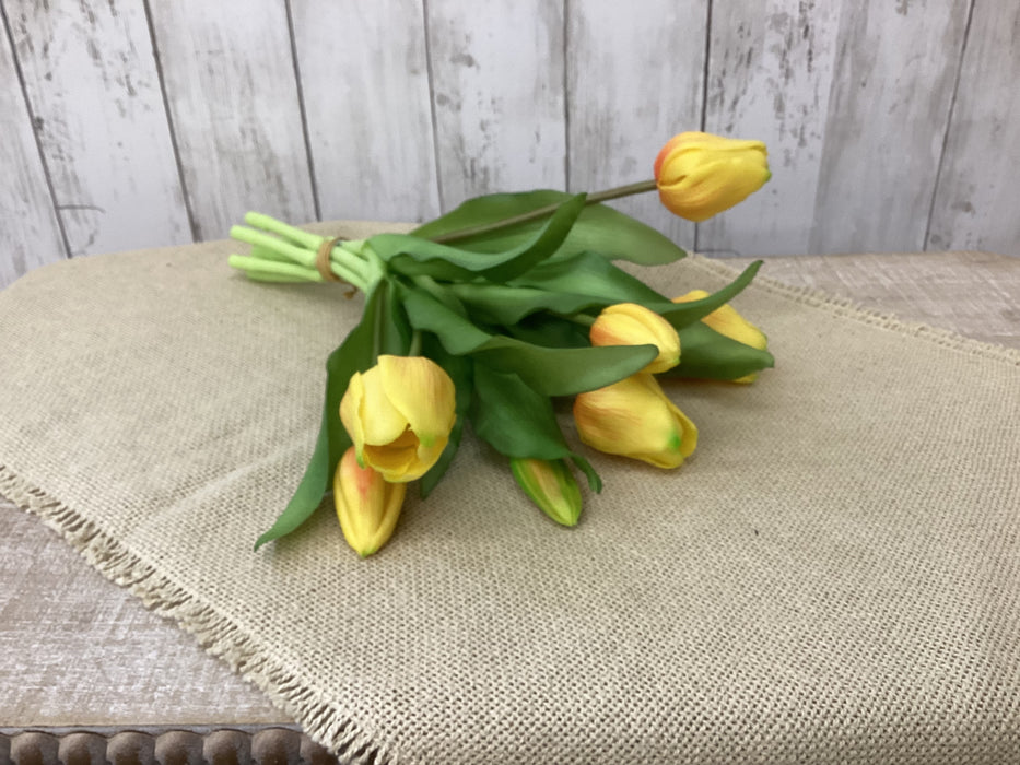 Artificial 12" Real Touch Tulip Yellow 7 stems