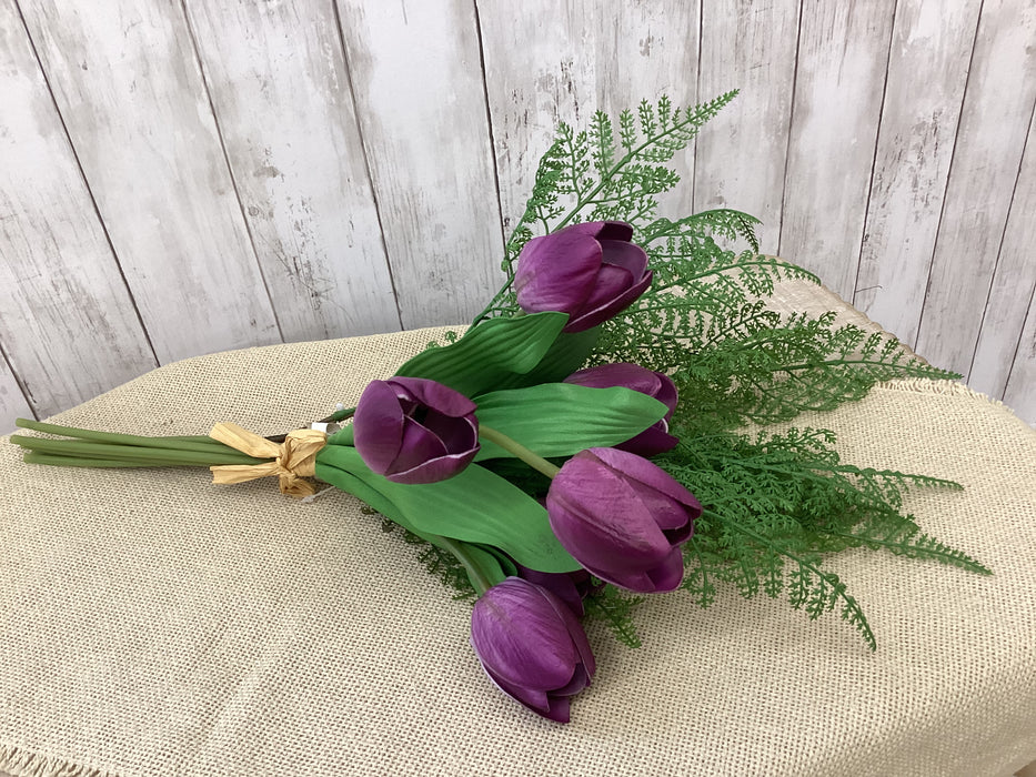 Artificial 17.5" Real Touch Tulip Purple 6 stems