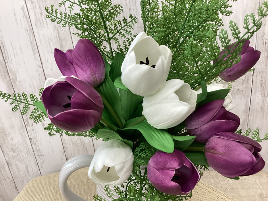 Artificial 17.5" Real Touch Tulip White 6 stems