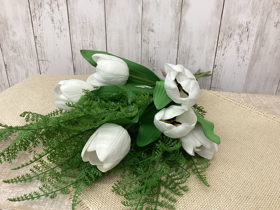 Artificial 17.5" Real Touch Tulip White 6 stems