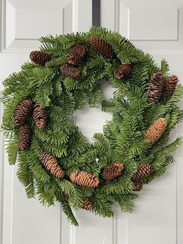 Artificial 24" Hemlock Pine Wreath w/ Pinecones