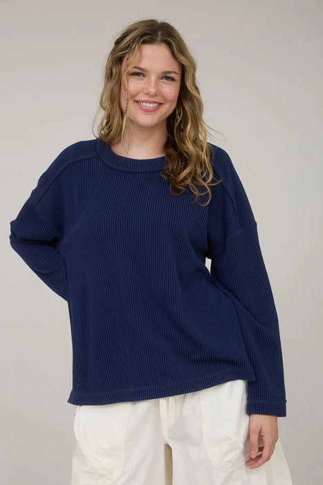 J.O.A. Crew Neck Ribbed Long Sleeve Knit Top for Women – Heartland Store MN Boutique