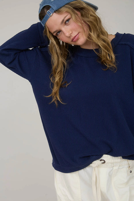 Crew Neck Ribbed Long Sleeve Knit Top J.O.A. – Heartland Store MN
