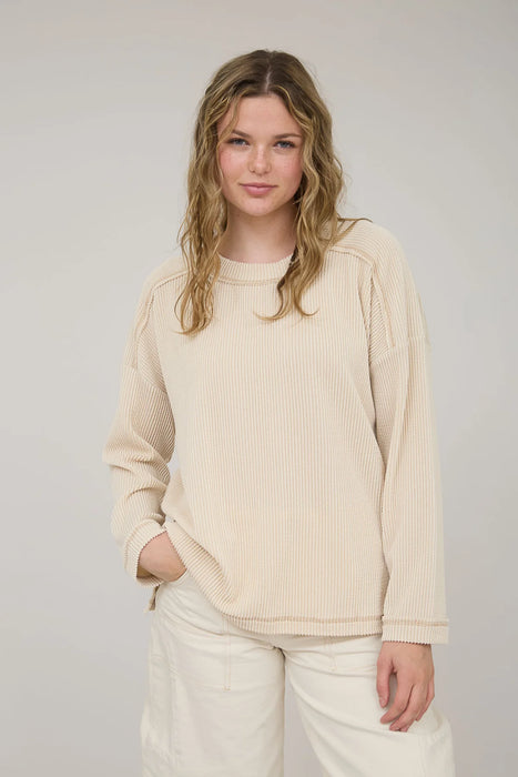 Crew Neck Ribbed Long Sleeve Knit Top J.O.A. – Heartland Store MN