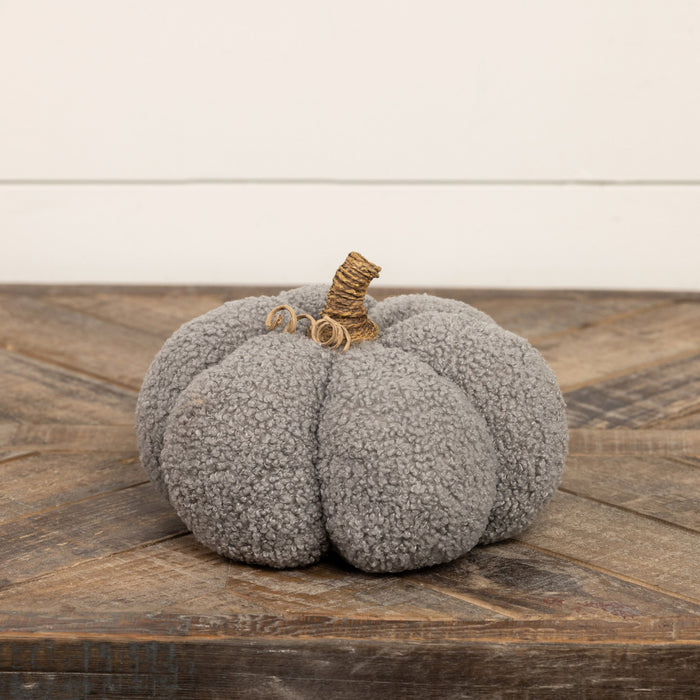 8" Grey Boucle Pumpkin