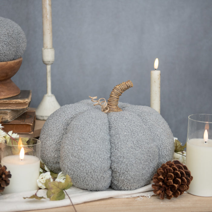 8" Grey Boucle Pumpkin