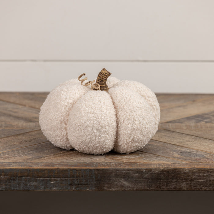 5.5" White Boucle Pumpkin