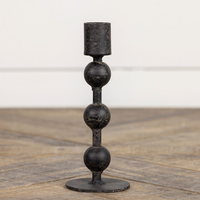 Sculpted Taper Metal Candlestick