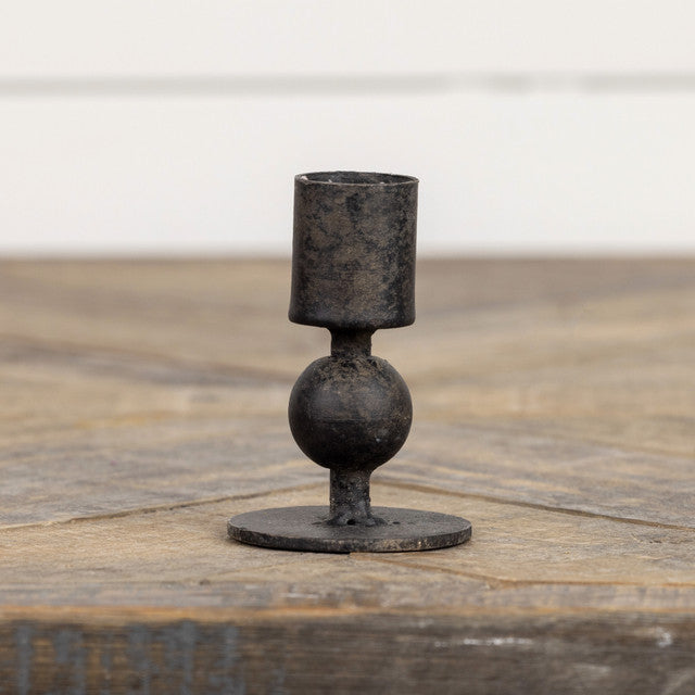 Sculpted Taper Metal Candlestick