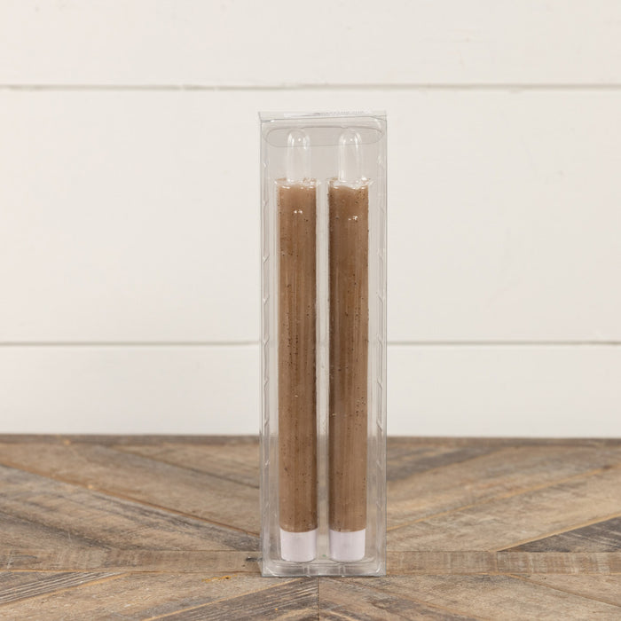 Dark Beige Flameless Taper Candle – Moving Flame, 6-Hour Timer (6.75" or 9.5")