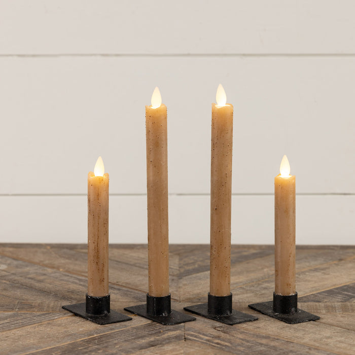 Dark Beige Flameless Taper Candle – Moving Flame, 6-Hour Timer (6.75" or 9.5")