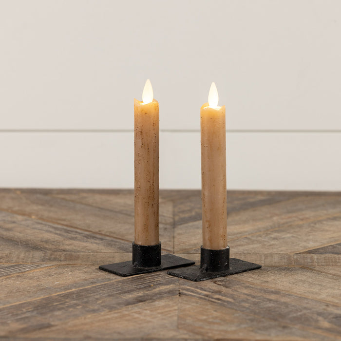 Dark Beige Flameless Taper Candle – Moving Flame, 6-Hour Timer (6.75" or 9.5")