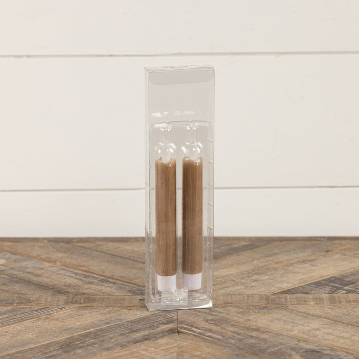 Dark Beige Flameless Taper Candle – Moving Flame, 6-Hour Timer (6.75" or 9.5")