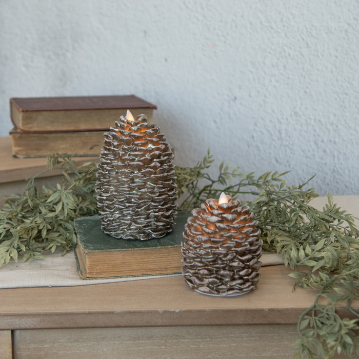 MOVING FLAME PINECONE CANDLE