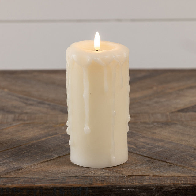 Cream 3d Flame Pillar Candle