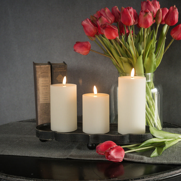 5" Cream 3d Flame Grooved Candle