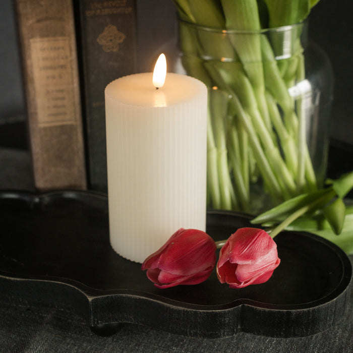 5" Cream 3d Flame Grooved Candle