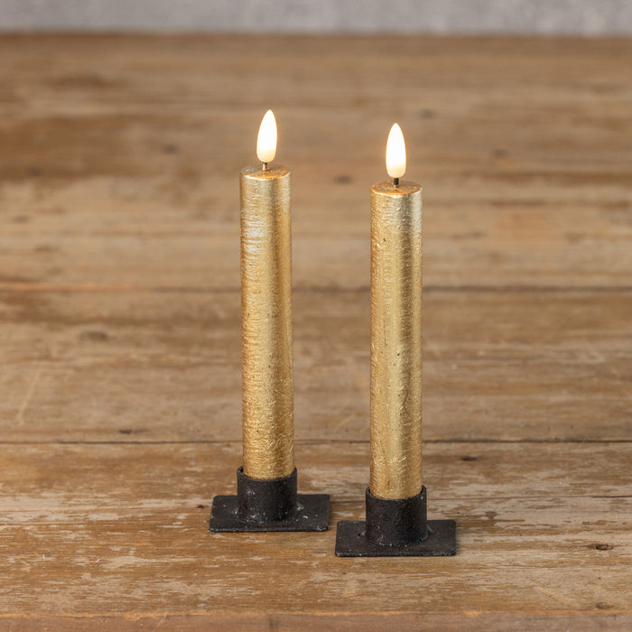3D FLAME GOLD TAPER CANDLE