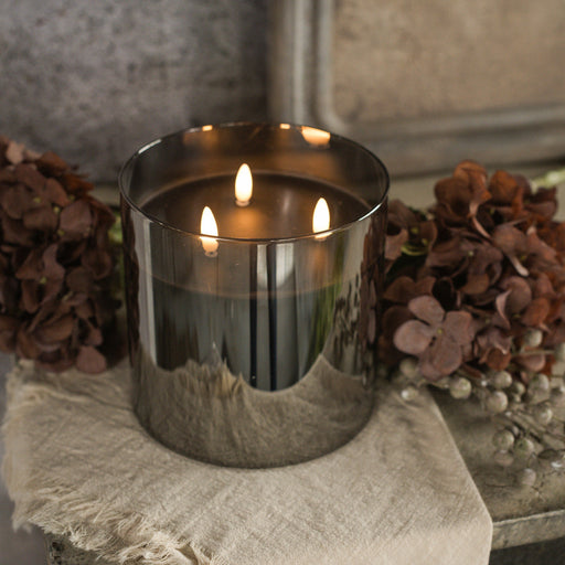 3-wick black glass 3D flameless candle with timer in 6-inch and 8-inch sizes – Heartland Store MN