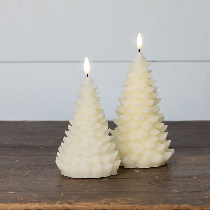 LED tree candle with flickering flame and 6-hour timer for holiday and Christmas decorating