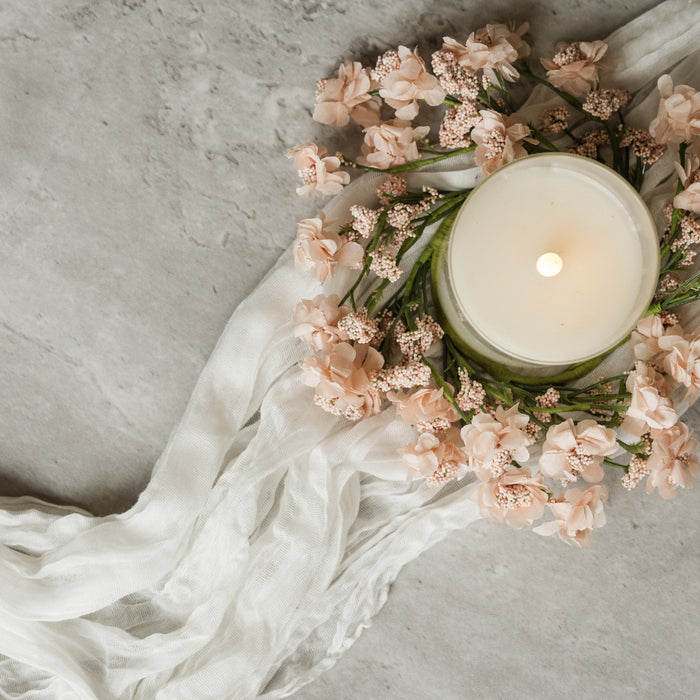 8" PEACH DAISY CANDLE RING