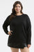 Plus size black crewneck sweater with front seam detail – relaxed fit