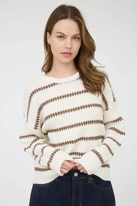 Blu Pepper The Workshop stripe crewneck sweater in oatmeal – Heartland Store MN