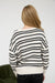Women’s  trendy cream and black striped knit sweater front seam design