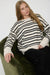 Women’s lightweight striped sweater cream and black boutique style