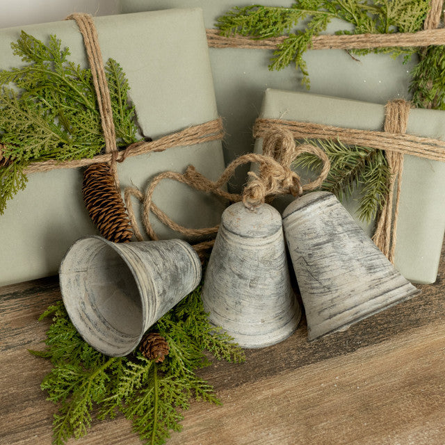 21" White Wash Christmas Bells