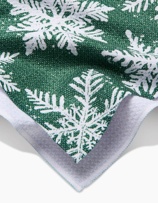 Snowy Days Green Geometry Brand Kitchen Tea Towel