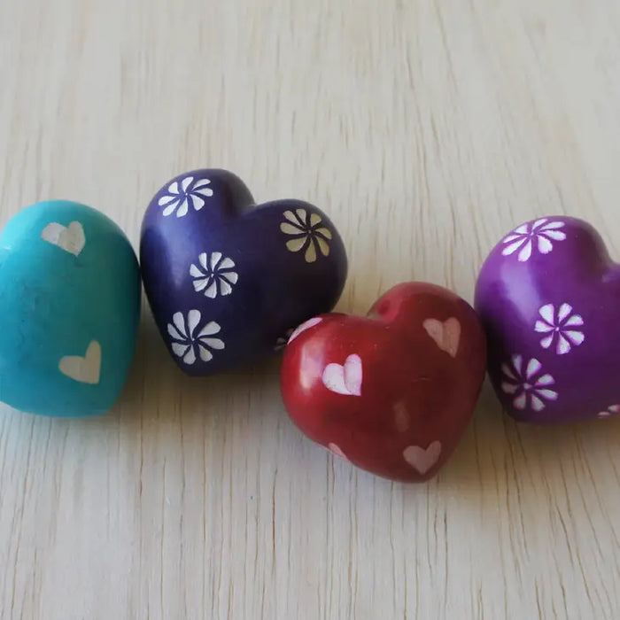 Colored Hand Carved Soap Stone Hearts