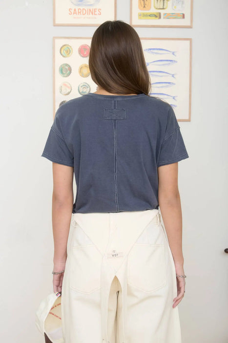 Exposed Seam Raw Edge  Cotton Knit Top | Short Sleeve Round Neck Relaxed Tee | Lewiston MN Boutique