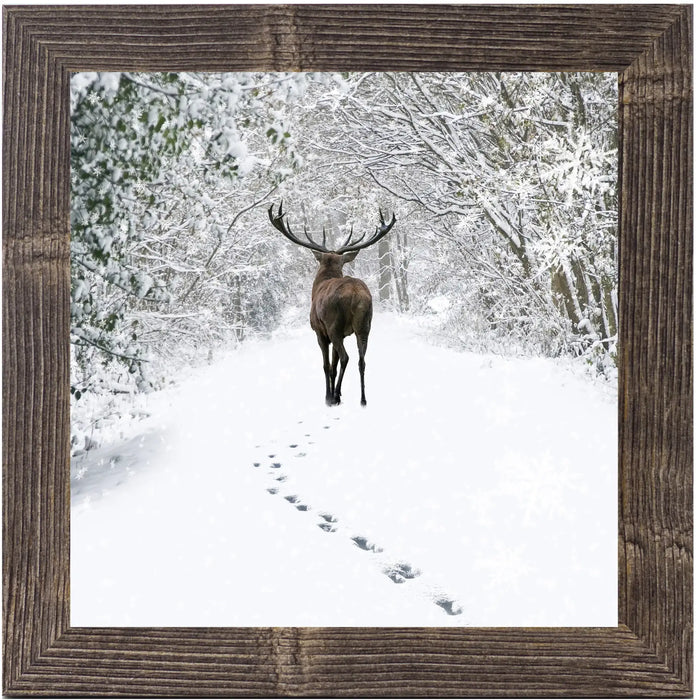 Tracks In The Snow Elk Deer Winter Glitter Art Sign