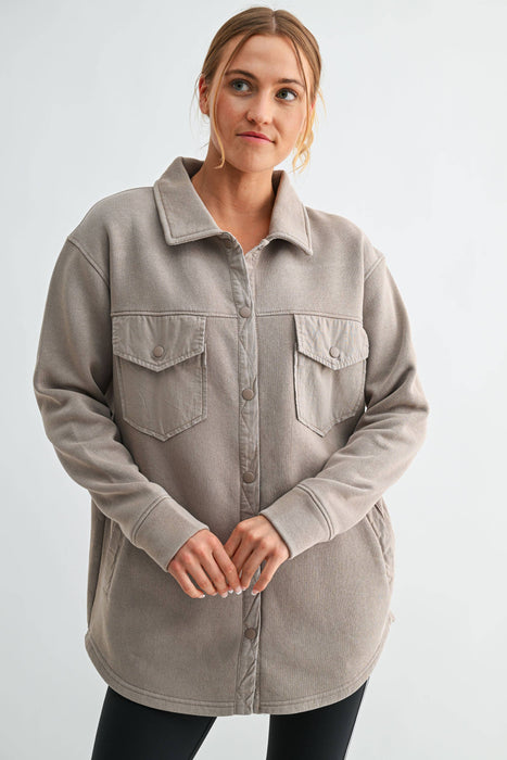 Snap-On Shacket Jacket for Women with Pockets