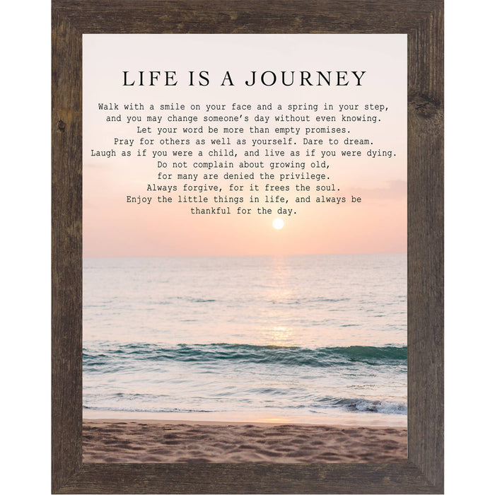 Life Is a Journey Wall Art – Beach Sunset Inspirational Poem