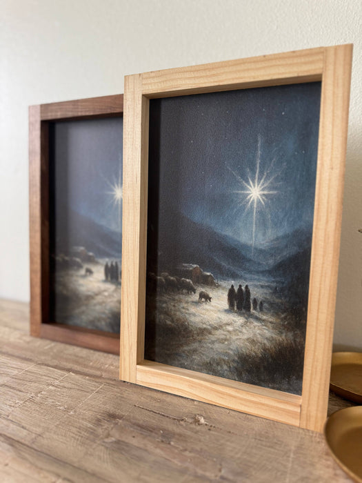 Starry Night  Christmas Home Decor, Holiday Wall Decor Handmade Sign 8"x12"