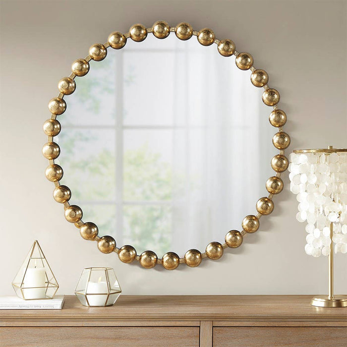 Round Iron Framed Wall Decor Mirror, Gold