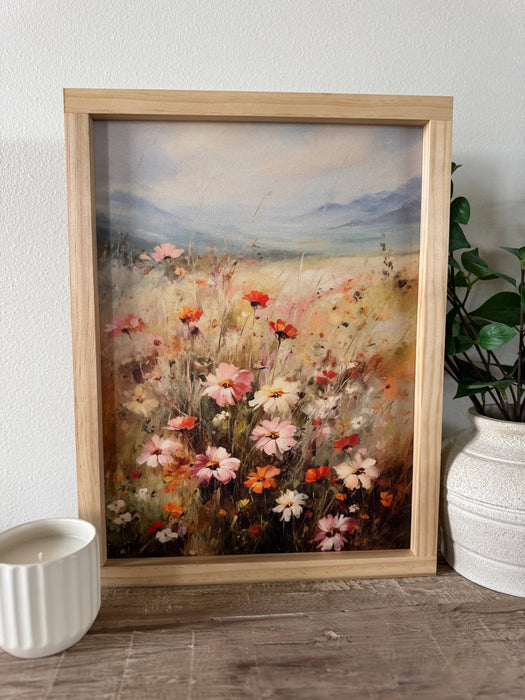 Pink Flowers vintage Handmade Wood Sign